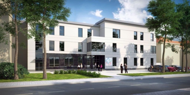 Prace przy budowie Regionalnego Centrum Leczenia Bólu w Mońkach mają się zakończyć w październiku br. Fot. Wizualizacja Kończy się budowa Regionalnego Centrum Leczenia Bólu w Mońkach
